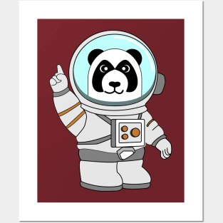 panda wearing astronaut suit raise one finger Posters and Art